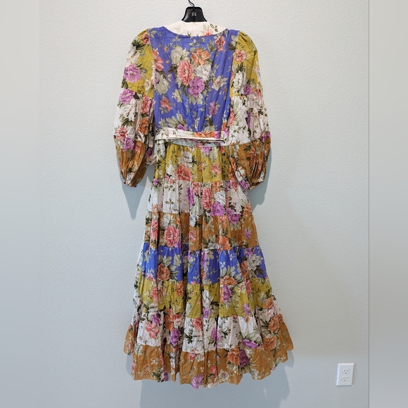 Zimmermann Pattie Patchwork Floral Cotton Wrap Midi-Dress - Picture 3 of 15